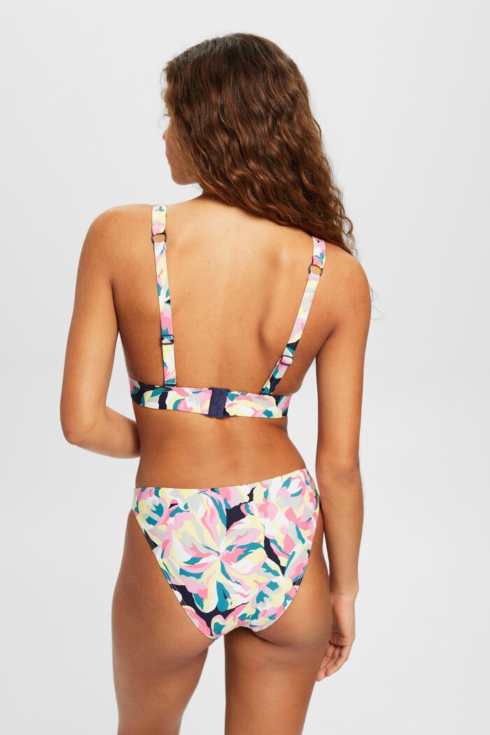 Wattiertes Bikini-Top mit floralem Print, NAVY, detail image number 3