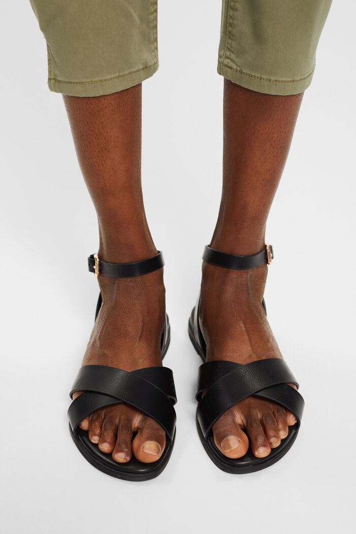 Sandalen mit überkreuzten Riemen, BLACK, detail image number 3