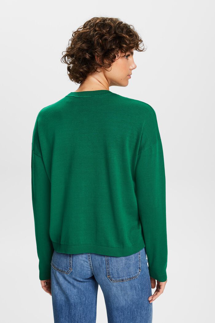 Oversize Pullover, 100 % Baumwolle, DARK GREEN, detail image number 3