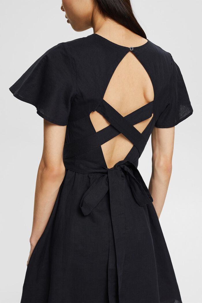 Kleid mit Rückenausschnitt aus Leinen-Mix, BLACK, detail image number 3