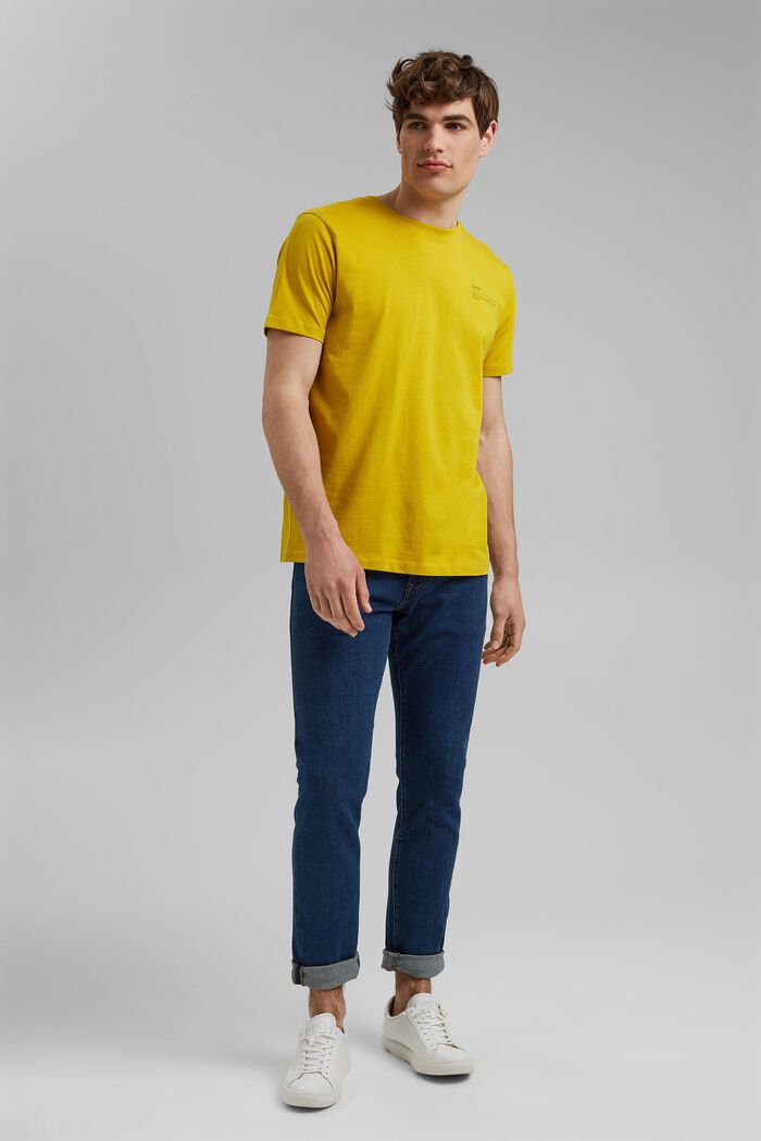 Jersey-T-Shirt mit Print, 100% Bio-Baumwolle, YELLOW, detail image number 2