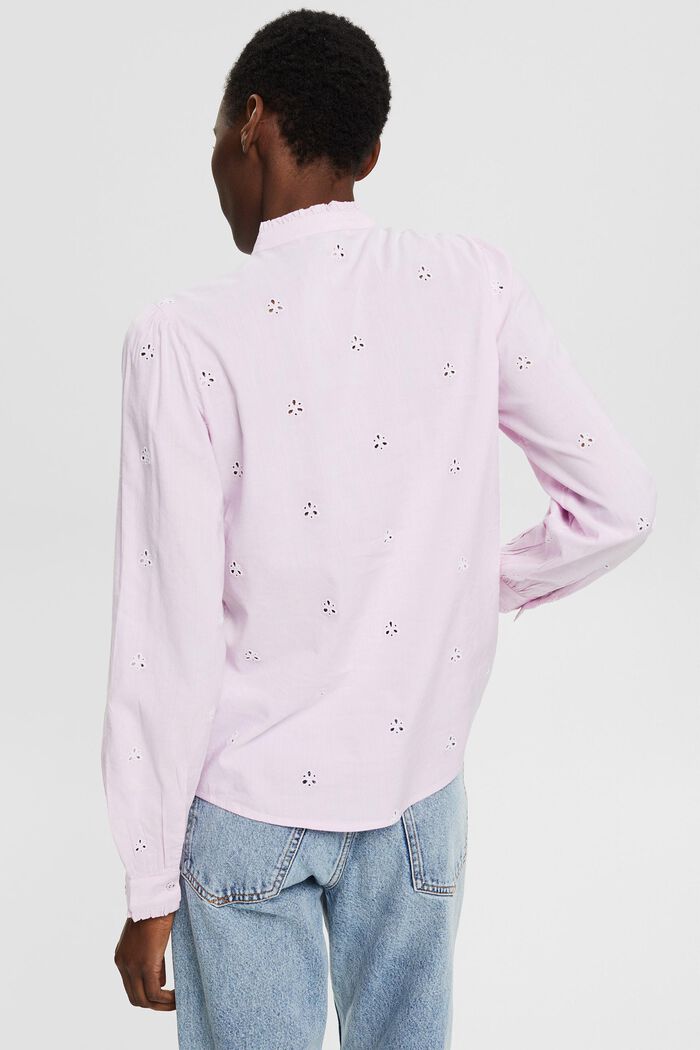Bluse mit Lochstickmuster, LENZING™ ECOVERO™, PINK, detail image number 3