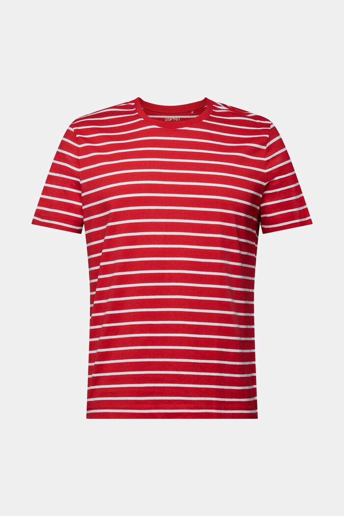 Gestreiftes T-Shirt aus Baumwolljersey, DARK RED, detail image number 7