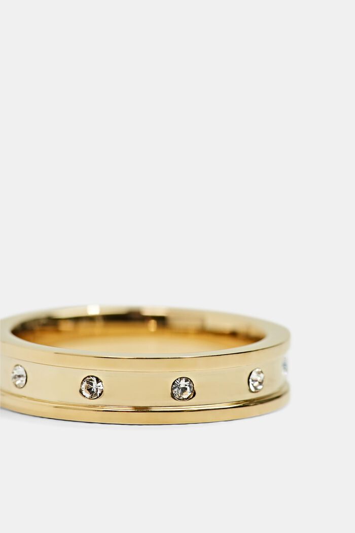 Ring mit Zirkonia-Besatz, Edelstahl, GOLD, detail image number 1
