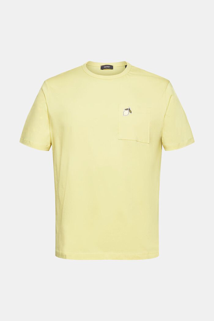 Jersey-T-Shirt mit kleinem Motiv-Patch, LIME YELLOW, detail image number 7