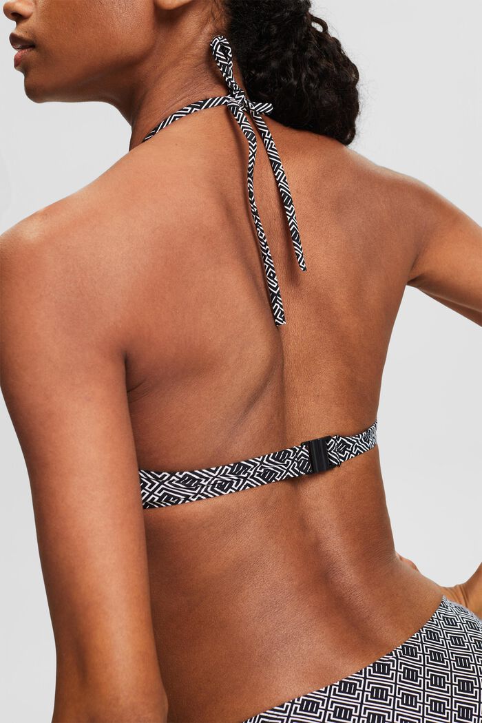 Neckholder-Bikinitop mit Print, BLACK, detail image number 1
