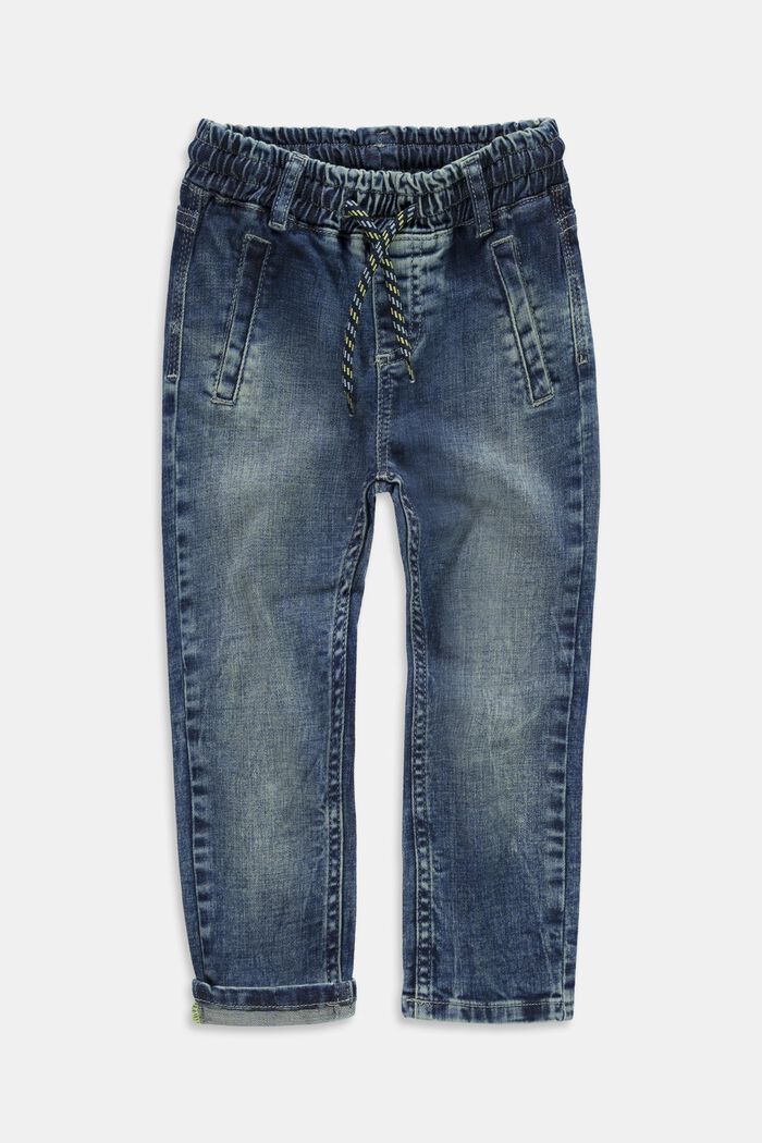 Jeans mit Kordelzugbund, BLUE MEDIUM WASHED, overview