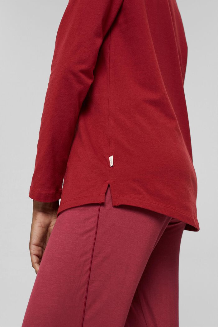 Pyjama-Oberteil aus Baumwolle, CHERRY RED, detail image number 3
