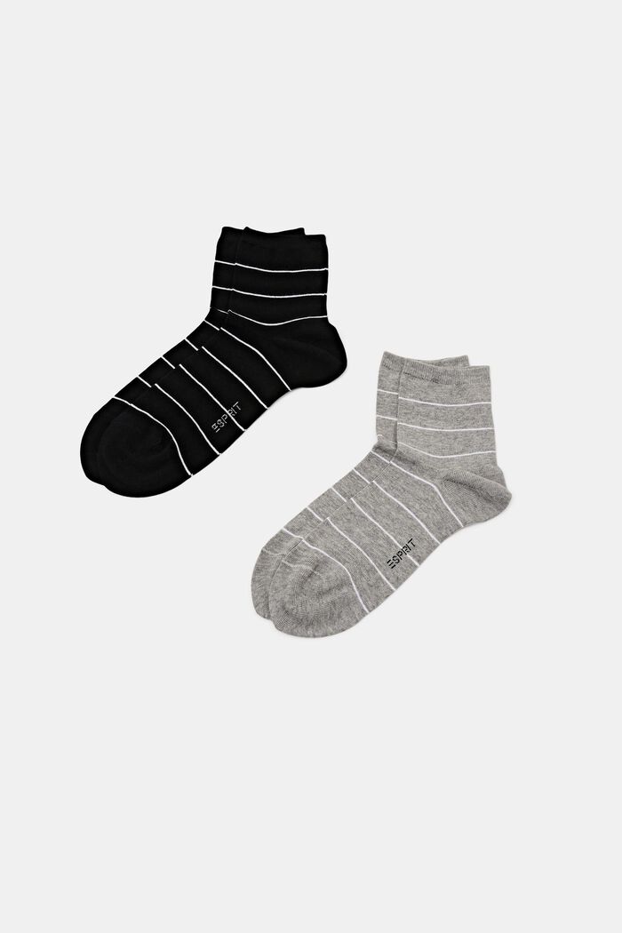 2er-Set Socken mit Streifenmuster, BLACK/GREY, detail image number 0
