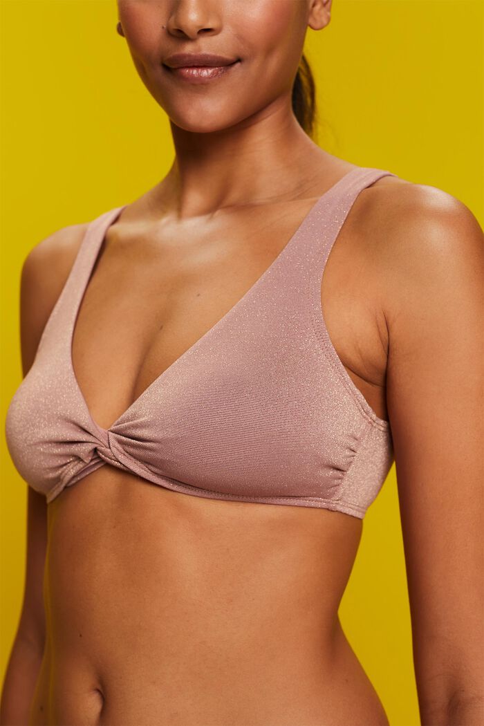 Recycelt: glitzerndes Bikinitop mit Soft-Cups, CINNAMON, detail image number 1