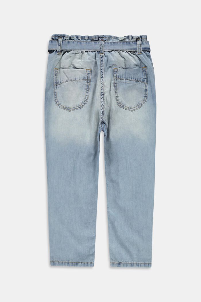 Elastische Paperbag-Jeans in Caprilänge, BLUE LIGHT WASHED, detail image number 1