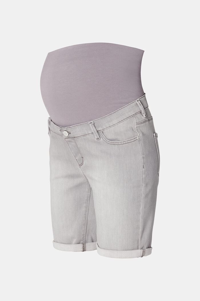 Jeans-Shorts mit Überbauchbund, GREY DENIM, overview