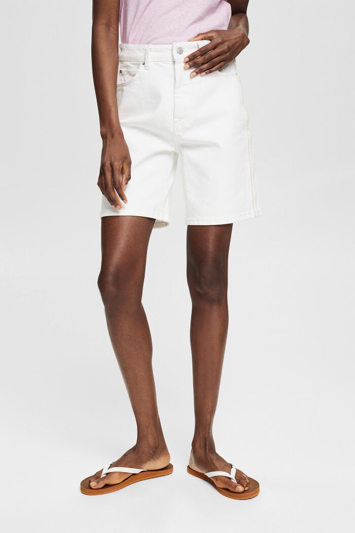 Denim-Shorts mit hohem Bund, WHITE, detail image number 0