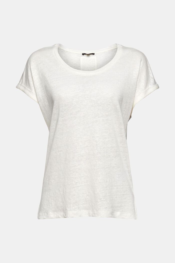 T-Shirt aus 100% Leinen, OFF WHITE, detail image number 6