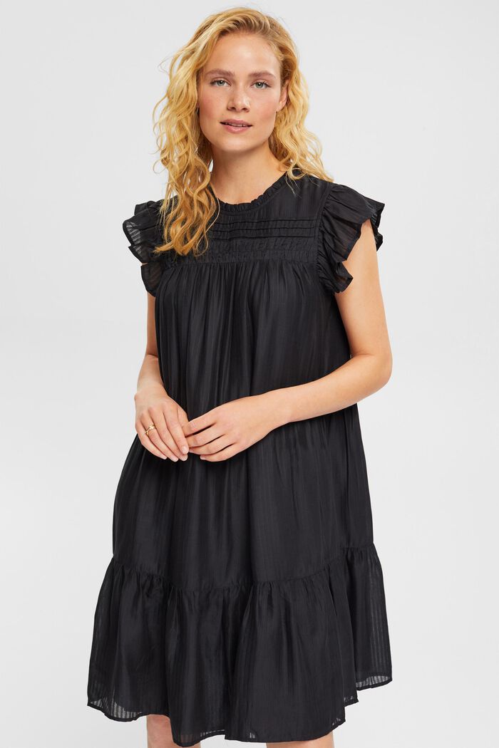 Kleid mit feinen Streifen, LENZING™ ECOVERO™, BLACK, detail image number 0