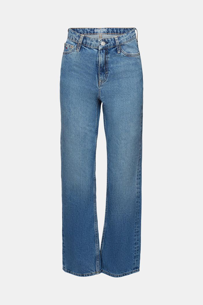 Retro-Jeans mit gerader Passform und hohem Bund, BLUE MEDIUM WASHED, detail image number 7