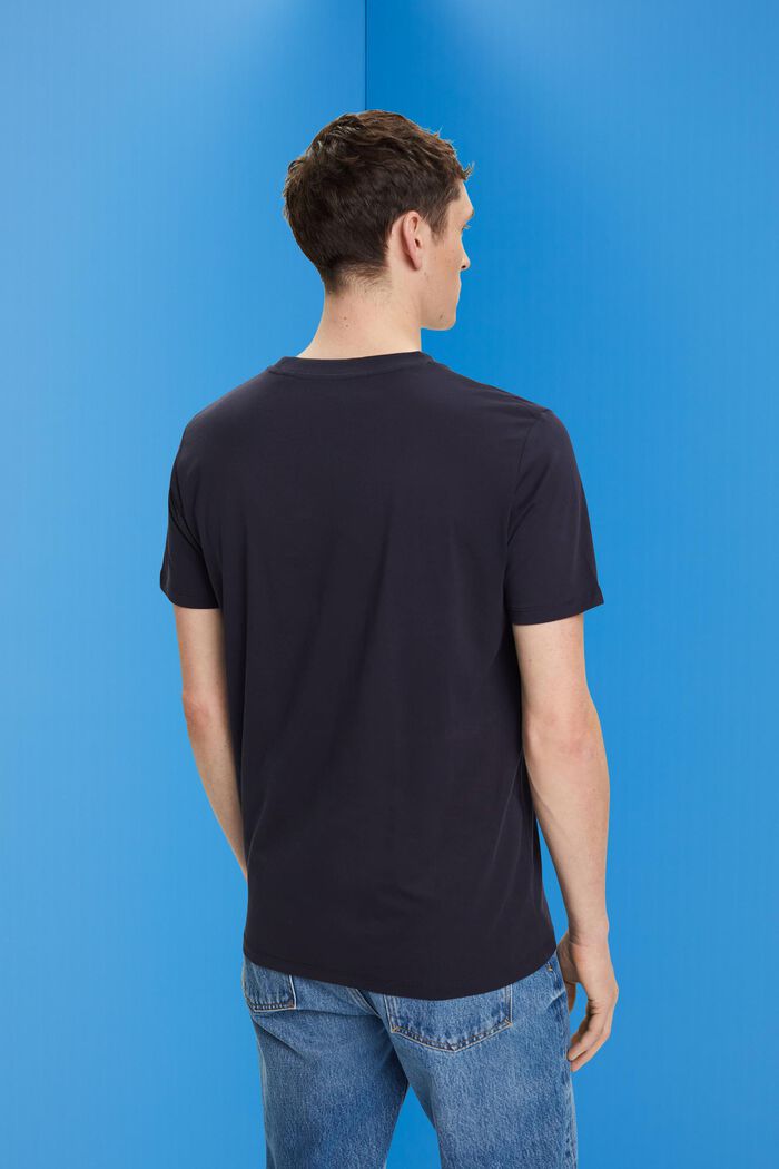 Rundhals-T-Shirt aus reiner Baumwolle, NAVY, detail image number 3