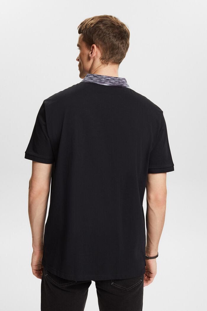 Poloshirt mit Space-Dye-Kragen, BLACK, detail image number 2
