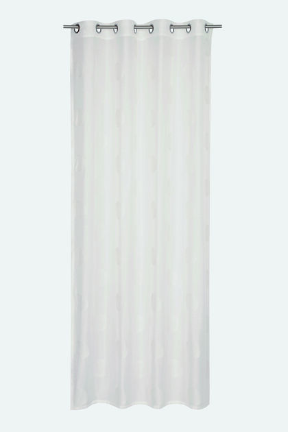 Transparenter Ösen-Vorhang mit Stickerei, WHITE, overview