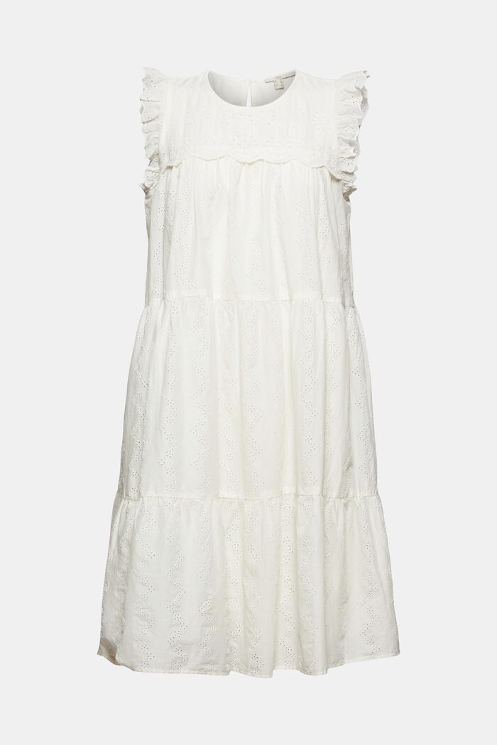 Kleid mit Lochstickerei, Organic Cotton, OFF WHITE, detail image number 7