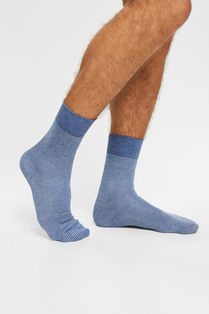 2er-Set gestreifte Socken, organische Baumwolle, BLUE, detail image number 1