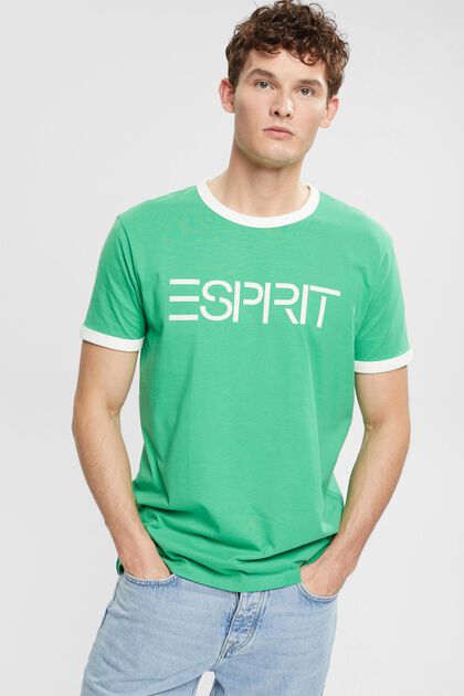 Jersey-T-Shirt mit Logo-Print, GREEN, overview