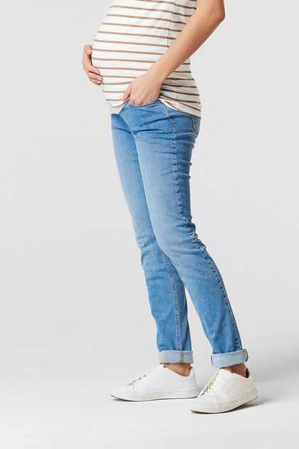 Stretch-Jeans mit Überbauchbund, MEDIUM WASHED, overview