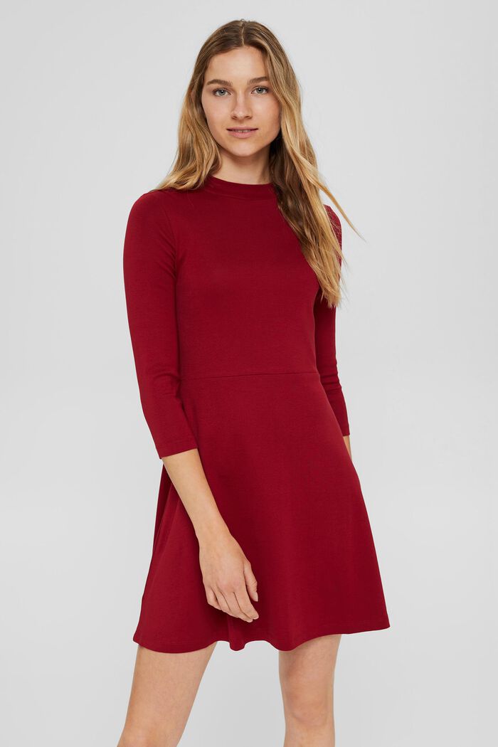 Jerseykleid aus 100% Organic Cotton, DARK RED, detail image number 0
