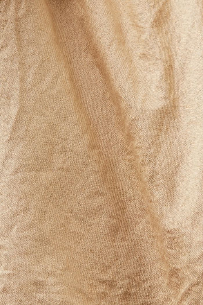 Hemdkleid aus Baumwolle-Leinen-Mix mit Gürtel, BEIGE, detail image number 4