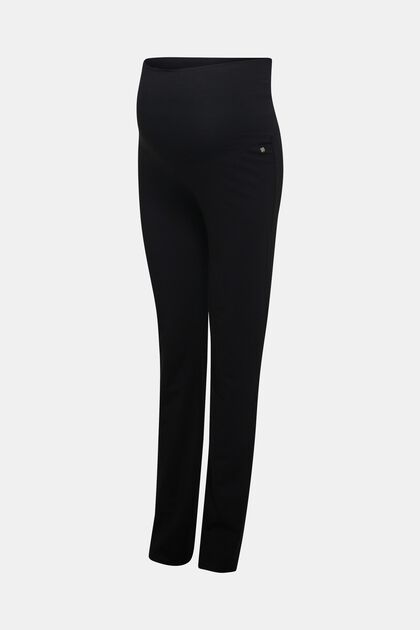 Jersey-Pants mit Überbauchbund, BLACK, overview