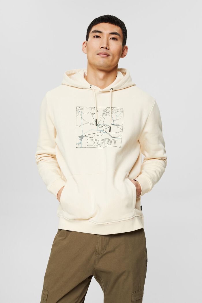 Recycelt: Sweatshirt-Hoodie mit Print, CREAM BEIGE, detail image number 0
