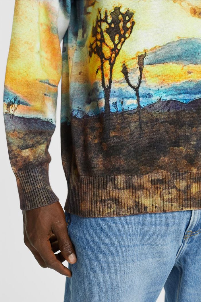 Pullover mit digitalem Allover-Landschafts-Print, DARK BLUE, detail image number 2