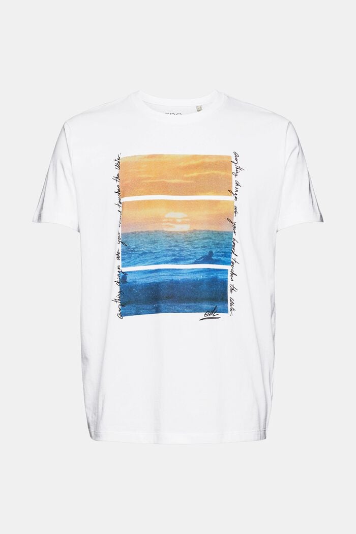Jersey-T-Shirt mit Print, WHITE, overview