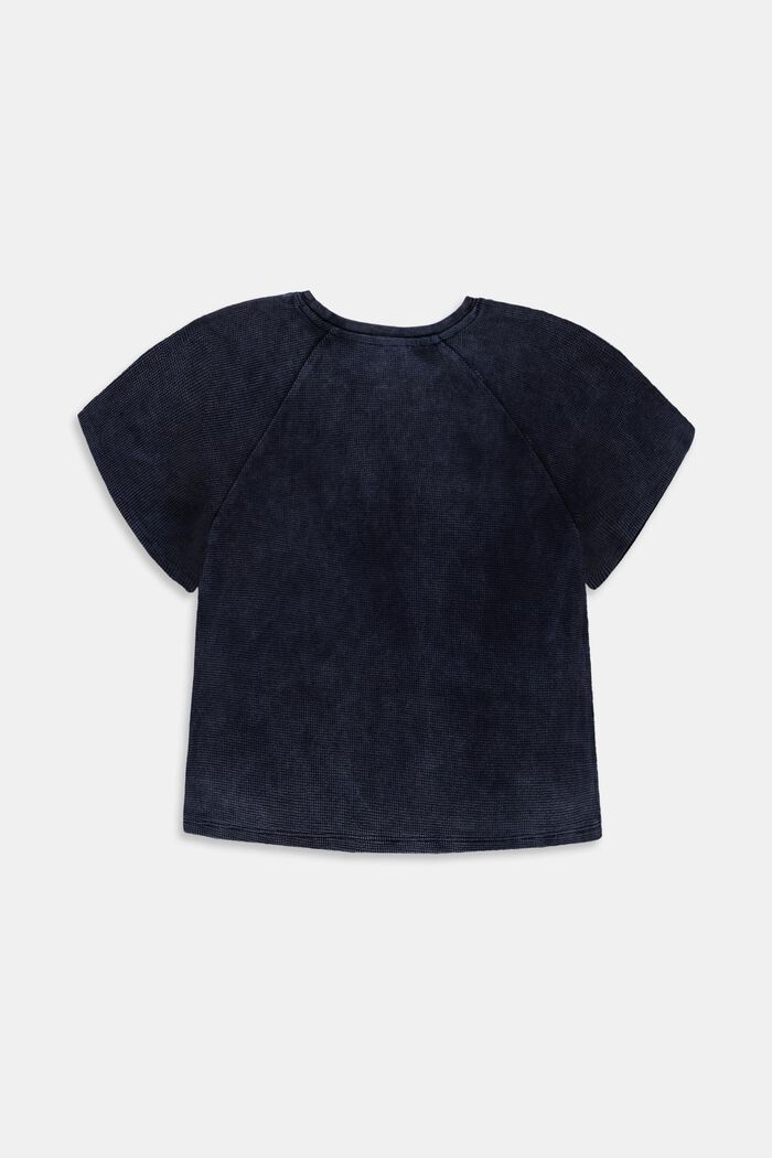 Cropped T-Shirt mit Struktur aus Baumwolle, BLUE DARK WASHED, detail image number 1
