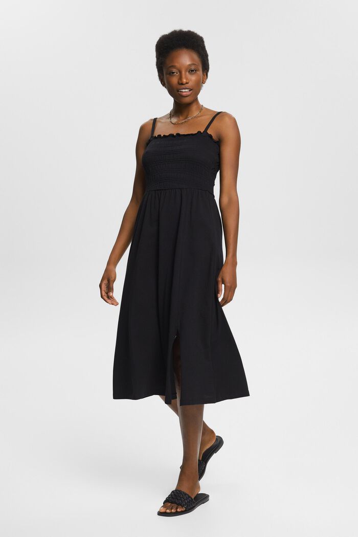Kleid mit gesmoktem Oberteil, BLACK, detail image number 6