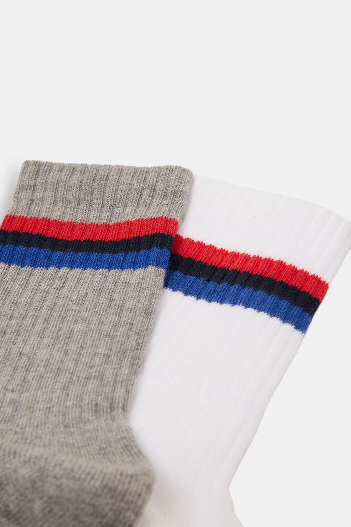 2er-Pack gerippte Socken mit Streifen, WHITE/GREY, detail image number 1