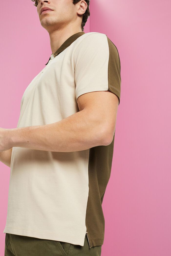 Zweifarbiges Poloshirt, LIGHT TAUPE, detail image number 2