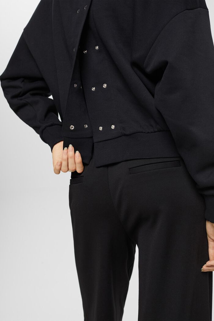Sweatshirt mit Knopfleiste hinten, BLACK, detail image number 4