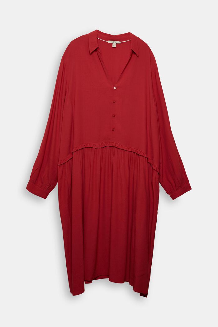 CURVY Kleid mit Rüschenkante, RED, detail image number 0