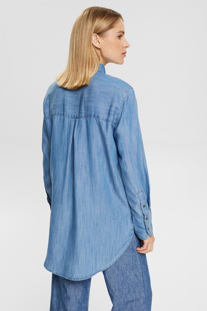 Aus TENCEL™: Oversize-Bluse in Denimoptik, BLUE MEDIUM WASHED, detail image number 3