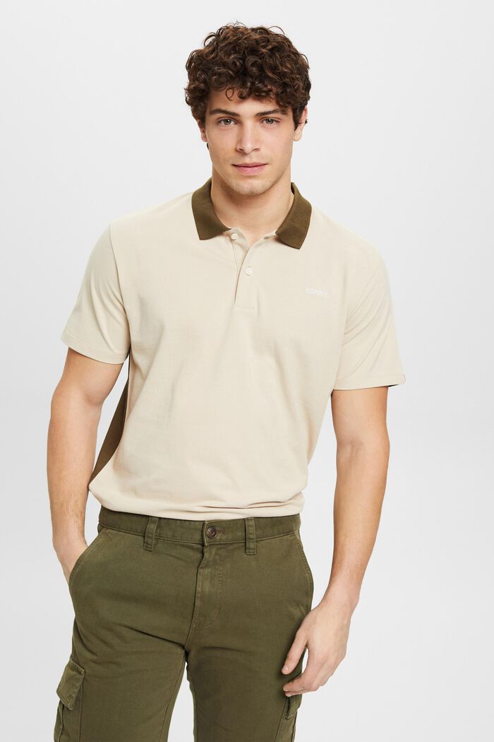 Zweifarbiges Poloshirt, LIGHT TAUPE, detail image number 0