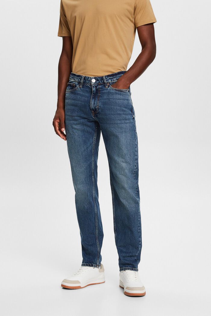 Gerade Jeans mit mittelhohem Bund, BLUE DARK WASHED, detail image number 0