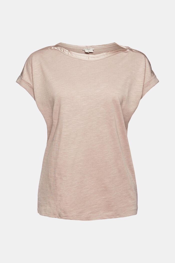 T-Shirt im Material-Mix-Look, LIGHT TAUPE, overview