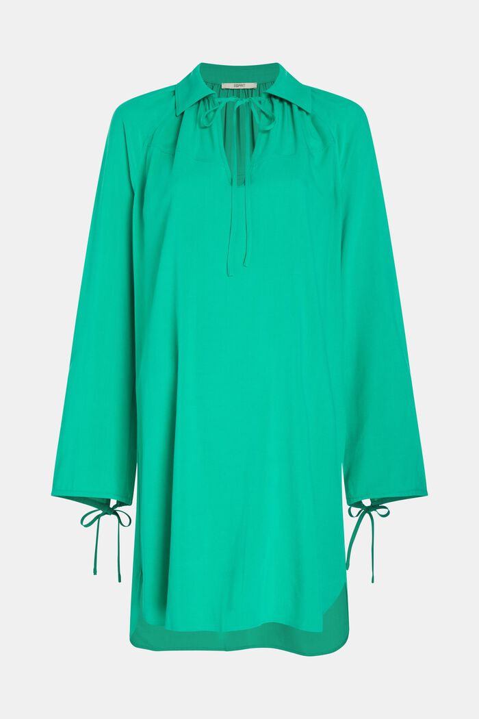 RAYON SILK Tie Neck-Kleid, GREEN, detail image number 4