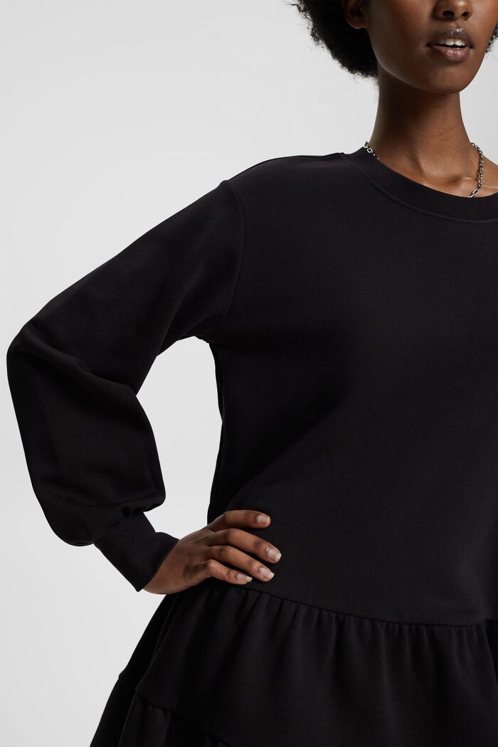 Mini-Sweatshirt-Kleid mit Rüschen, BLACK, detail image number 2