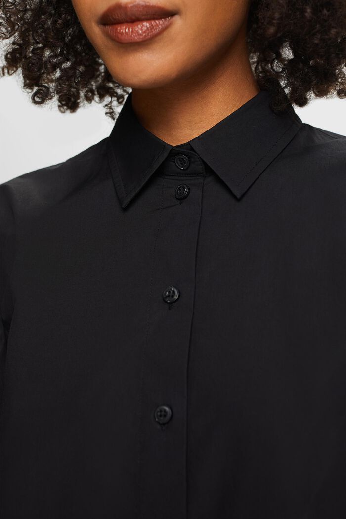 Cropped-Bluse aus Popeline, BLACK, detail image number 3
