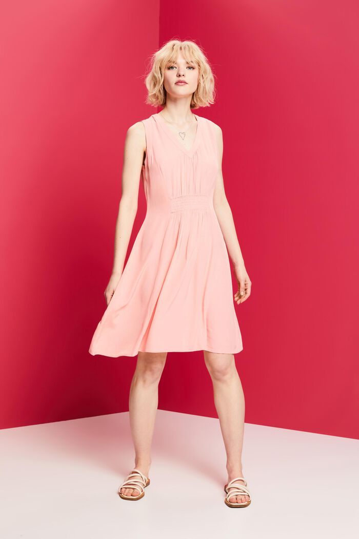A-Linien-Kleid mit gesmokter Taille, PINK, detail image number 4
