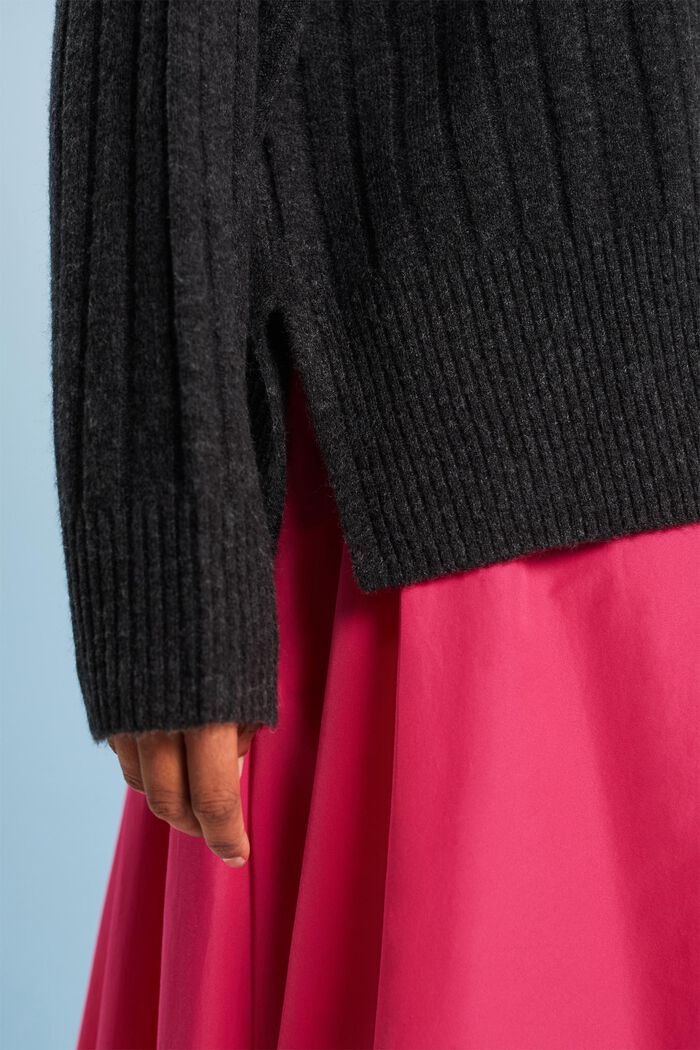 Gerippter Flachstrickpullover, ANTHRACITE, detail image number 3