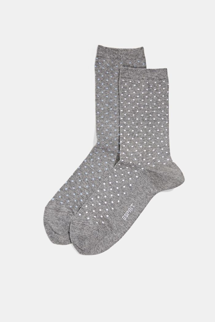 2er-Set Socken mit Polka Dots, Bio-Baumwolle, LIGHT GREY MELANGE, detail image number 0