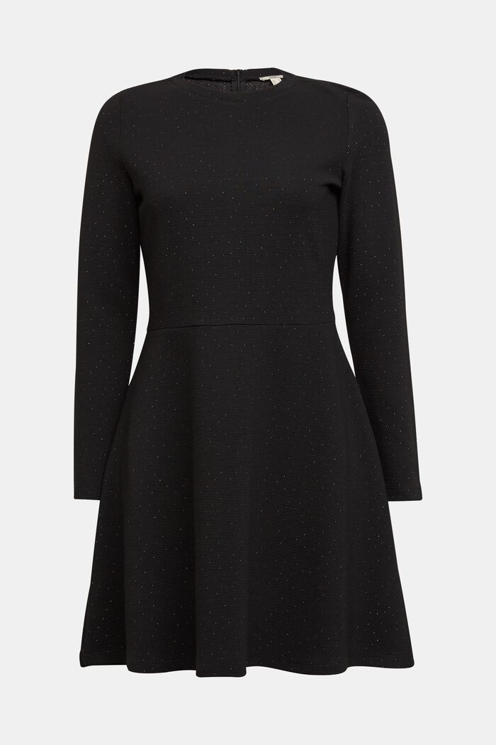 Jersey-Kleid mit Glitzer, BLACK, overview